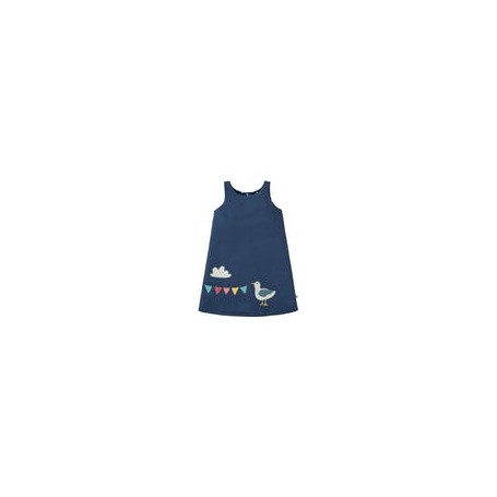 Rose Reversible Dress, Marine Blue/Seagull - frugi