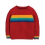 Caleb Cable Knit Jumper, Tango Red/Rainbow - frugi