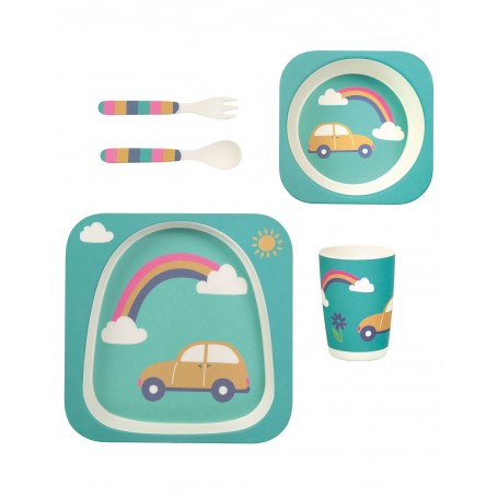 Aqua Rainbow Roads Dinner Set Bamboo - frugi