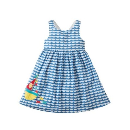 Porthcuno Party Dress, High Tide/Boat - frugi