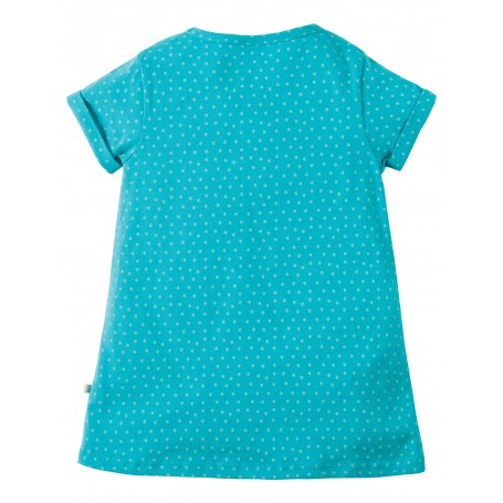 Sophie Applique Top, Turquoise Spot/Unicorn - frugi