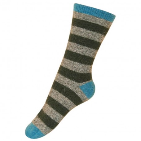 Socken mit Wolle gestreift grey-green - Melton