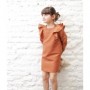 Linen dress with frill brown - Motoreta