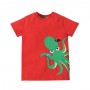 James Applique T-Shirt, Tomato/Octopus - frugi