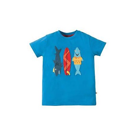 Stanley Applique T-shirt *Sail Blue/Sharks - frugi