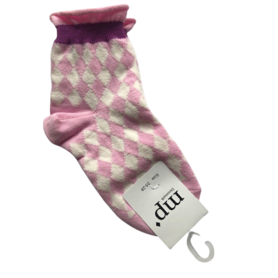 Socken Raute  Edel, rosa weiß - MP