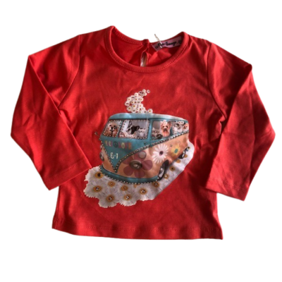 Baby Shirt mit Bus rot orange - Krasilnikoff